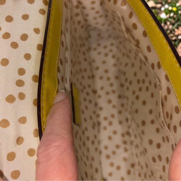 Kate Spade Wellesley Yellow Leather Flap Crossbody Polka Dot Lining - Picture 10 of 10